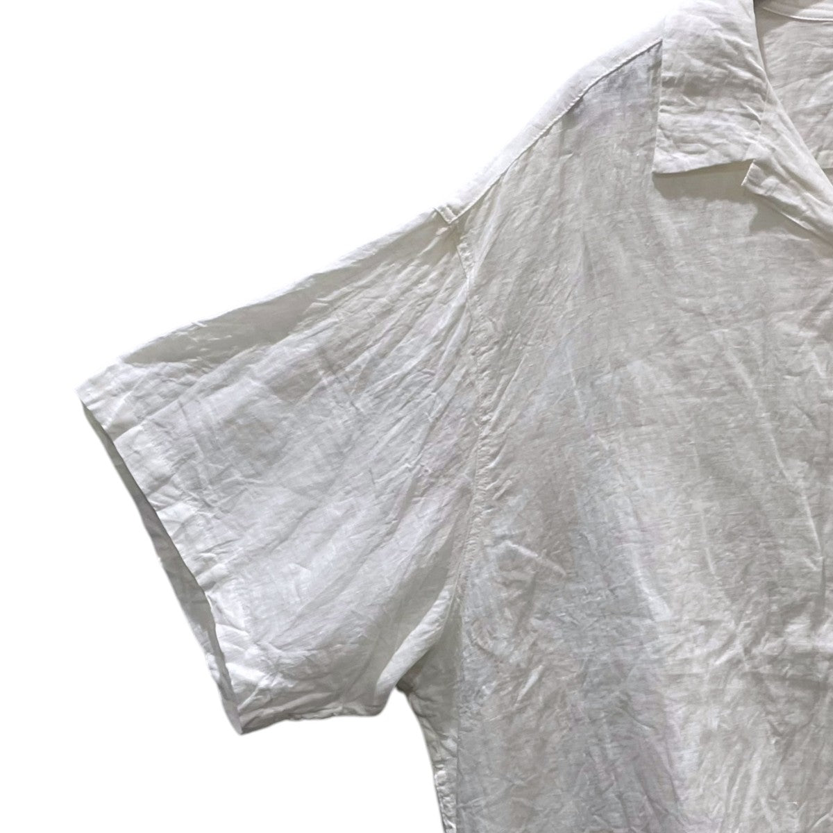 Sillage(シアージ) ビッグシルエット半袖リネンシャツ Open Collar