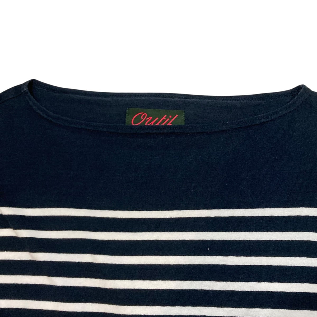 OUTIL リネン バスクシャツ 七分袖 サイズ0 フランス製 Ｔシャツ カットソー ネイビー レディース ウティ【中古】6-0326M∞ OUTIL リネン バスクシャツ 七分袖 サイズ0 フランス製 Tシャツ