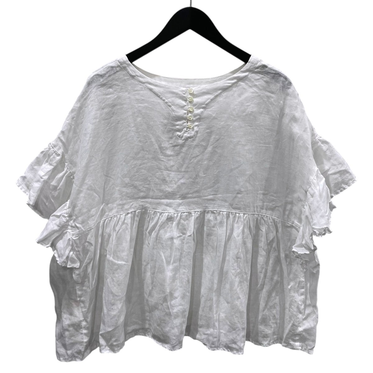 ネストローブ　リネンラッフル袖2wayブラウス nest Robe(ネストローブ) 21SS リネンラッフル袖2wayブラウス 01242