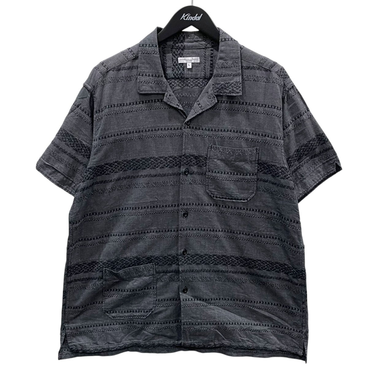 オープンカラー半袖シャツ Camp Shirt - Horizontal Stripe Jacquard キャンプ シャツ - ホリゾンタル ストライプ ジャカード
