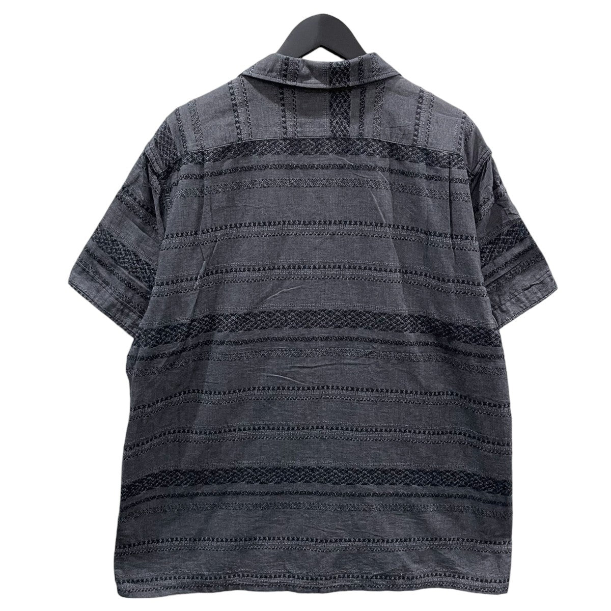 オープンカラー半袖シャツ Camp Shirt - Horizontal Stripe Jacquard キャンプ シャツ - ホリゾンタル ストライプ ジャカード