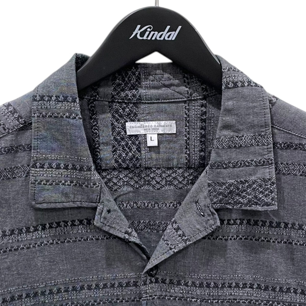 オープンカラー半袖シャツ Camp Shirt - Horizontal Stripe Jacquard キャンプ シャツ - ホリゾンタル ストライプ ジャカード