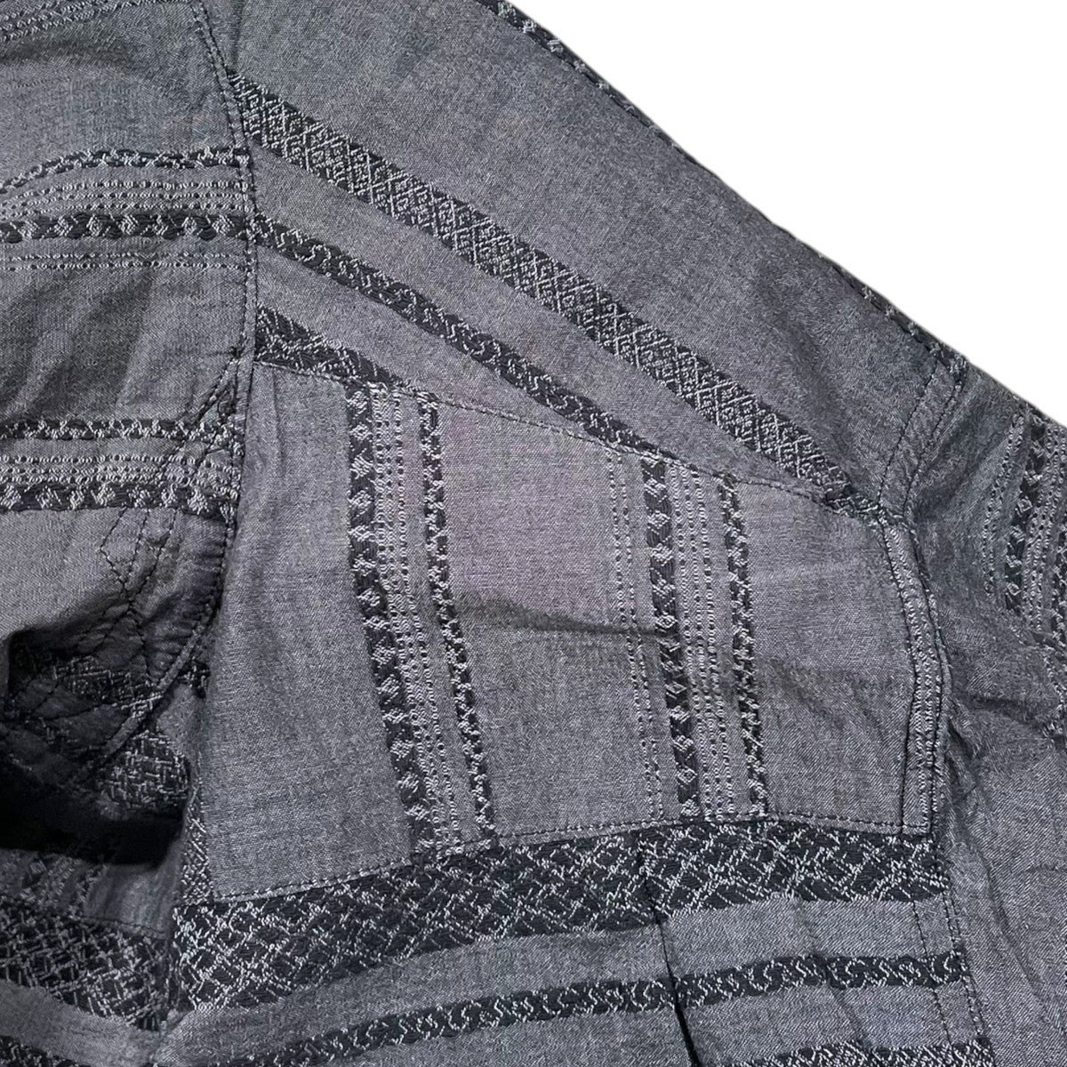 オープンカラー半袖シャツ Camp Shirt - Horizontal Stripe Jacquard キャンプ シャツ - ホリゾンタル ストライプ ジャカード