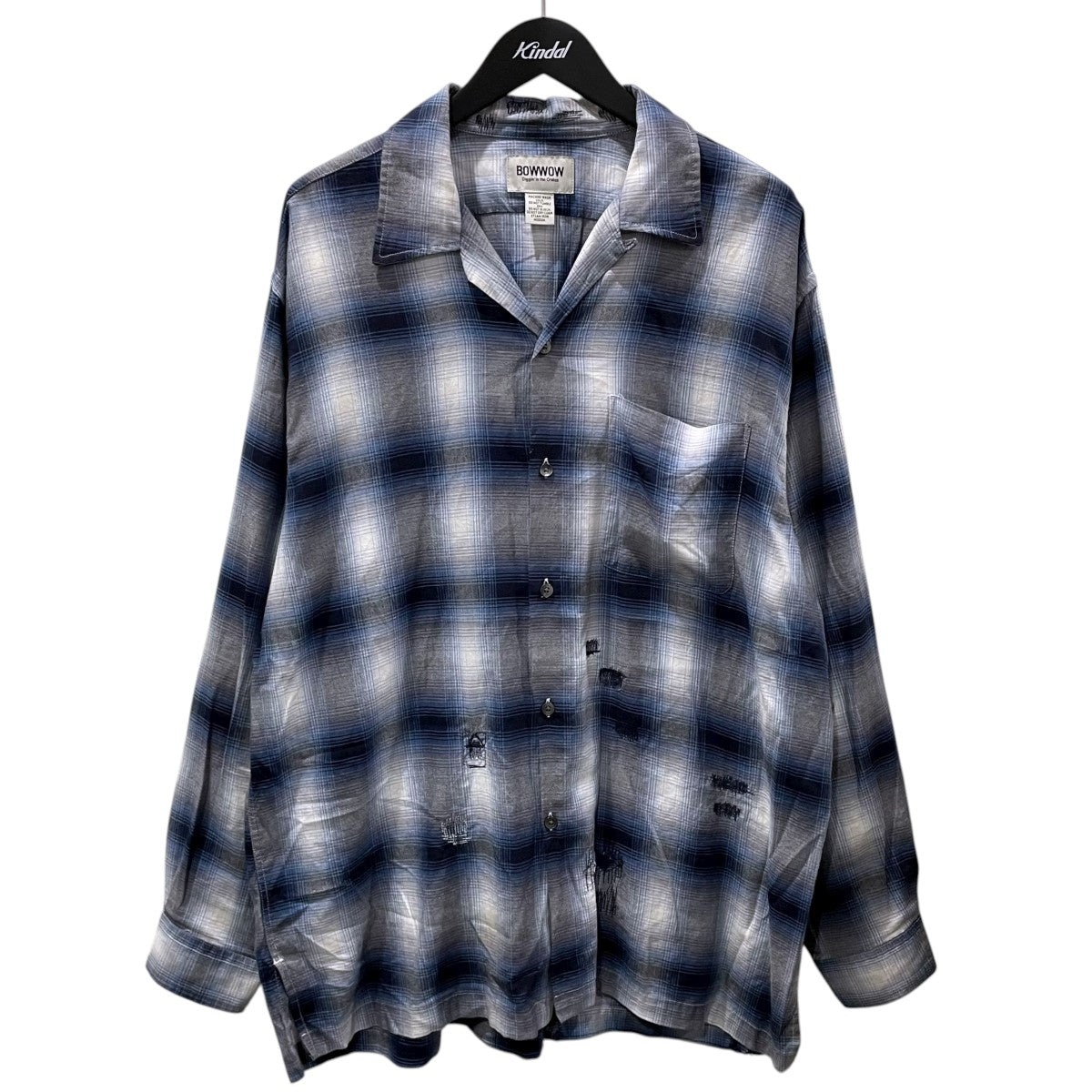 BOWWOW(バウワウ) 24AW リペア加工チェック柄オープンカラーシャツ