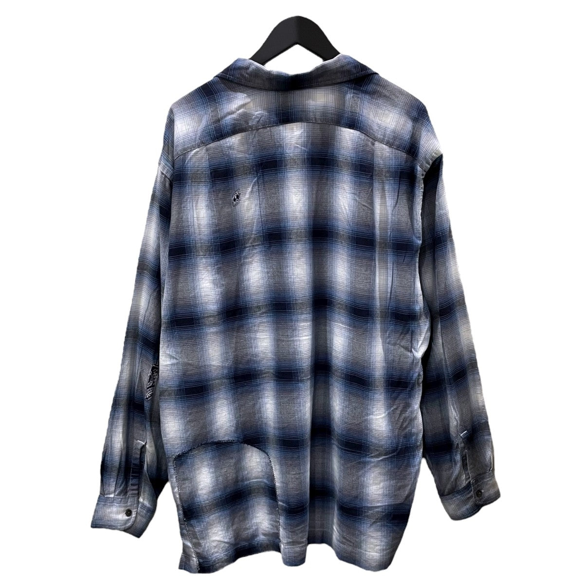 24AW リペア加工チェック柄オープンカラーシャツ RAYON CHECK SHIRTS REPAIRED レーヨンチェックシャツ リペアード BW242-RCSR