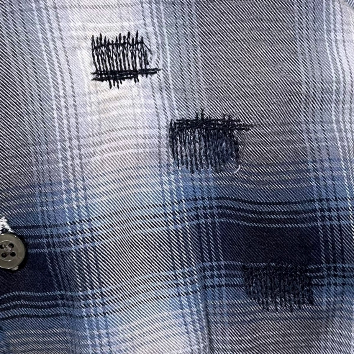24AW リペア加工チェック柄オープンカラーシャツ RAYON CHECK SHIRTS REPAIRED レーヨンチェックシャツ リペアード BW242-RCSR
