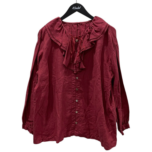 専用ネストローブ ブルームスベリープリント 麻 ブラウス フリル ラッフルカラー ネストローブ ブルームスベリープリント 麻 ブラウス フリル ラッフル