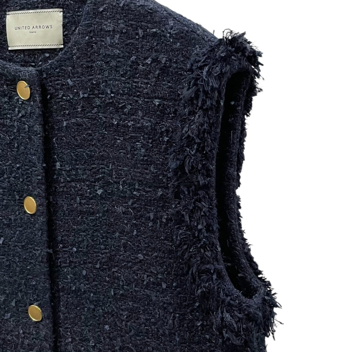 UNITED ARROWS ファンシーツイード ノーカラー ベスト ネイビー UNITED ARROWS(ユナイテッドアローズ) 23SS ファンシーツイードノー