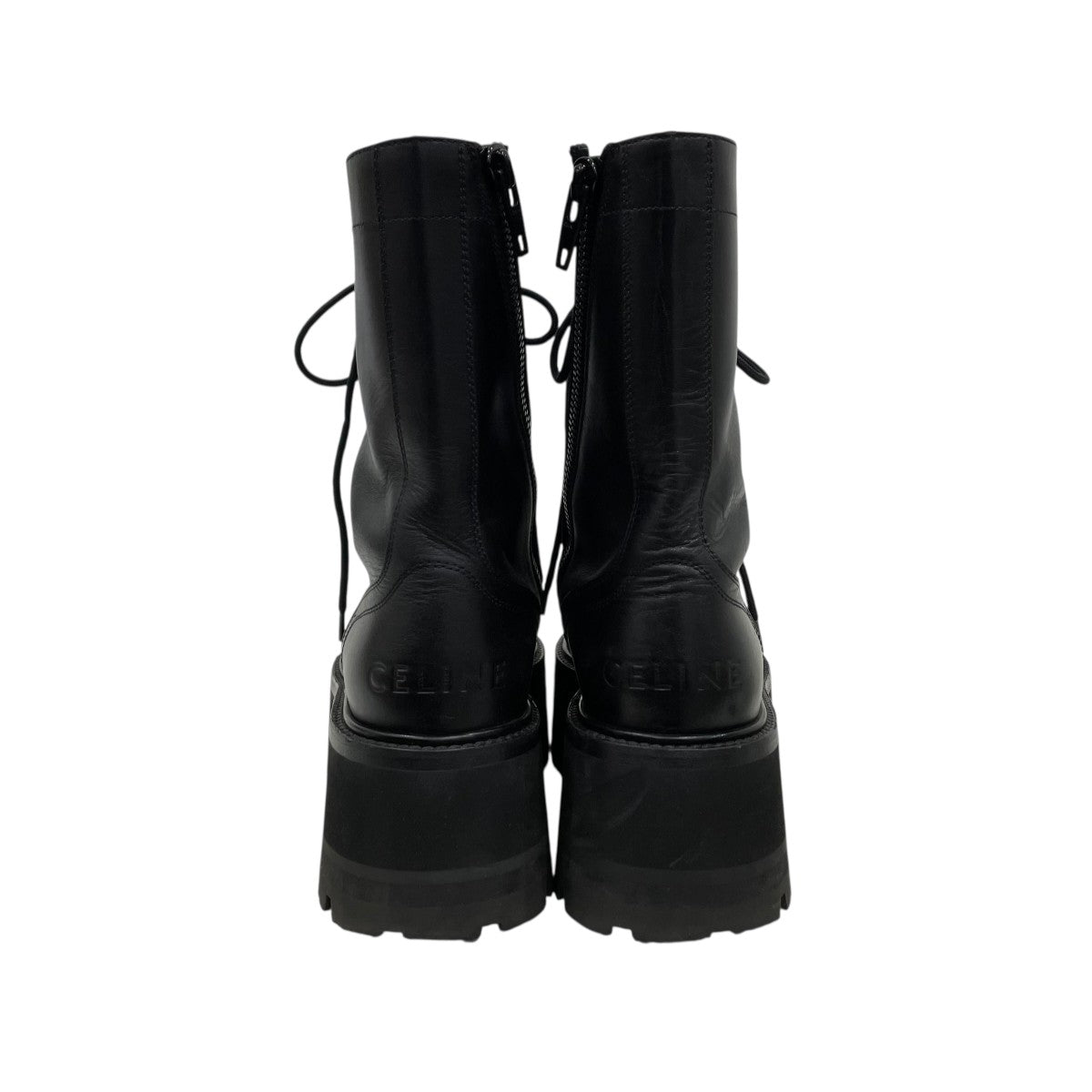 CELINE セリーヌ　ロングブーツ ブラック レザー レースアップブーツ CELINE(セリーヌ) レースアップロングブーツ ブラック サイズ 41
