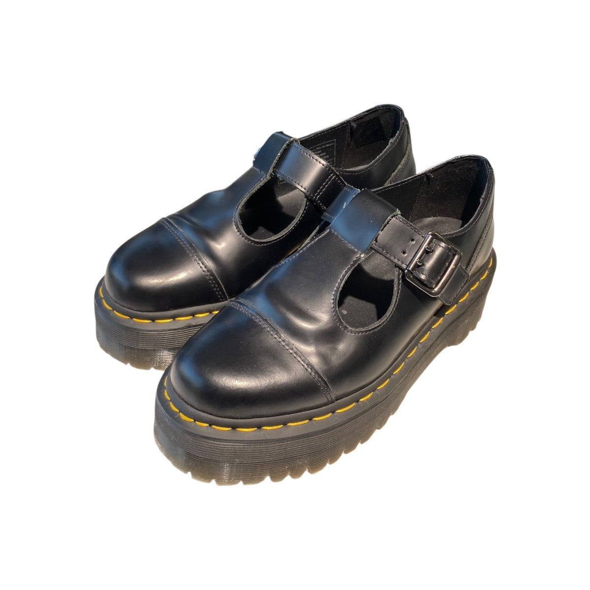 BETHAN T BAR BLACK POLISHED SMOOTH厚底シューズ15727001