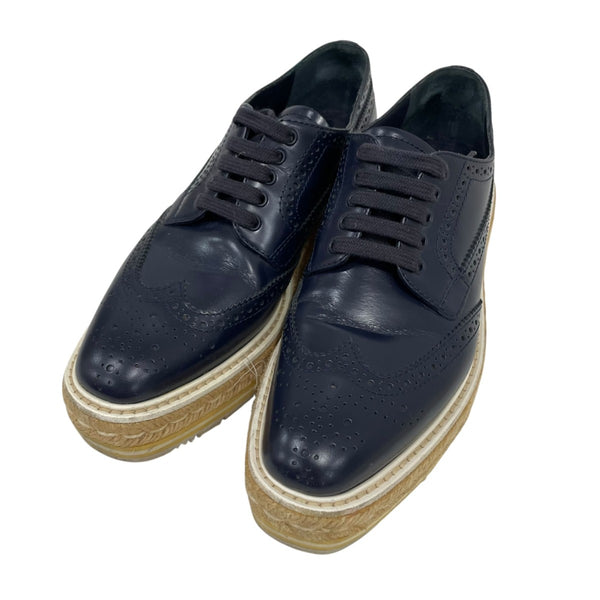 PRADA ミュール サイズ37 1/2 濃紺　ヒールトップ新品交換済み PRADA(プラダ) レザーシューズ ネイビー サイズ 37｜【公式】カインド