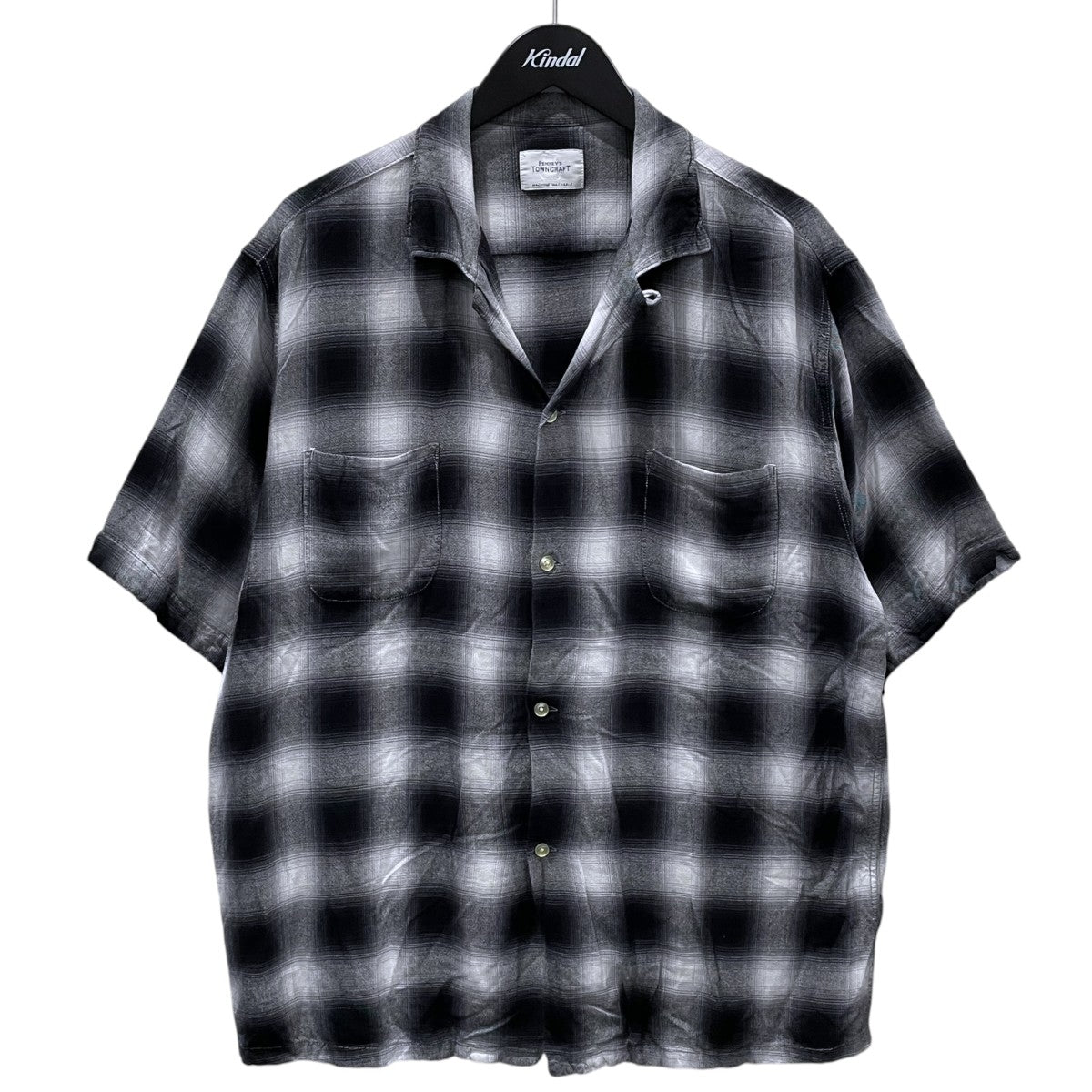 TOWN CRAFT オンブレチェック柄オープンカラー半袖シャツ 60S OMBRE LOOP COLLAR S／S SHIRTS 60s オンブレループカラー ショートスリーブシャツ 古着・中古-1枚目のアイテム画像