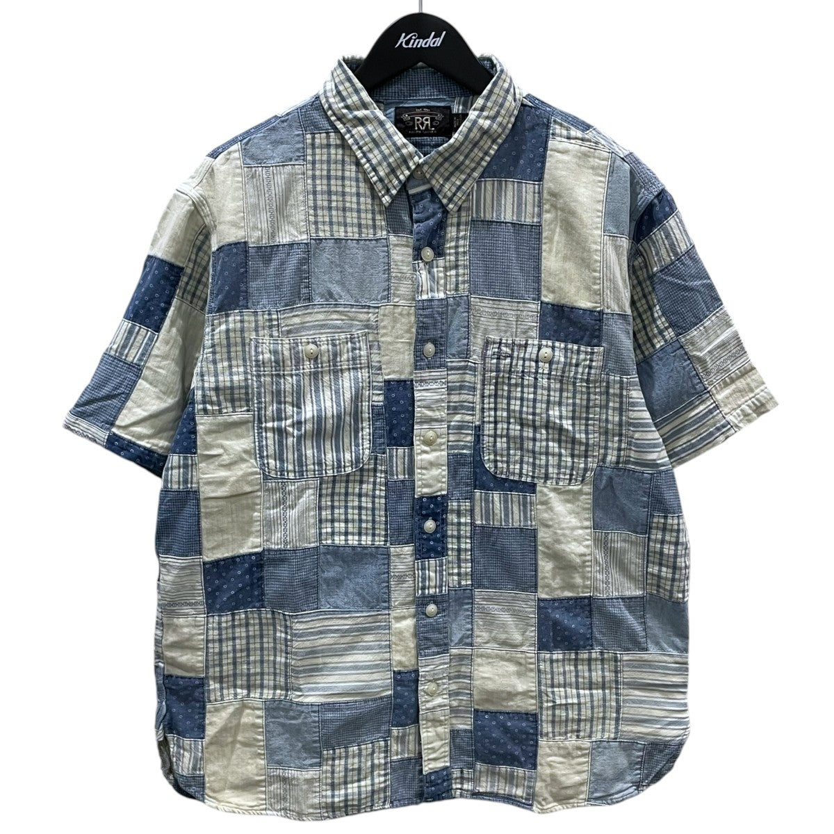 RRL 24SS パッチワーク半袖シャツ Farrell Patchwork Cotton Shirt ファレル・パッチワーク・コットン・シャツ 古着・中古-1枚目のアイテム画像