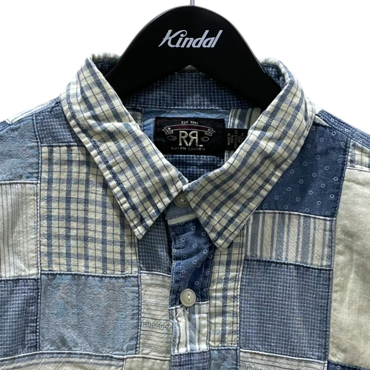 RRL 24SS パッチワーク半袖シャツ Farrell Patchwork Cotton Shirt ファレル・パッチワーク・コットン・シャツ 古着・中古-3枚目のアイテム画像