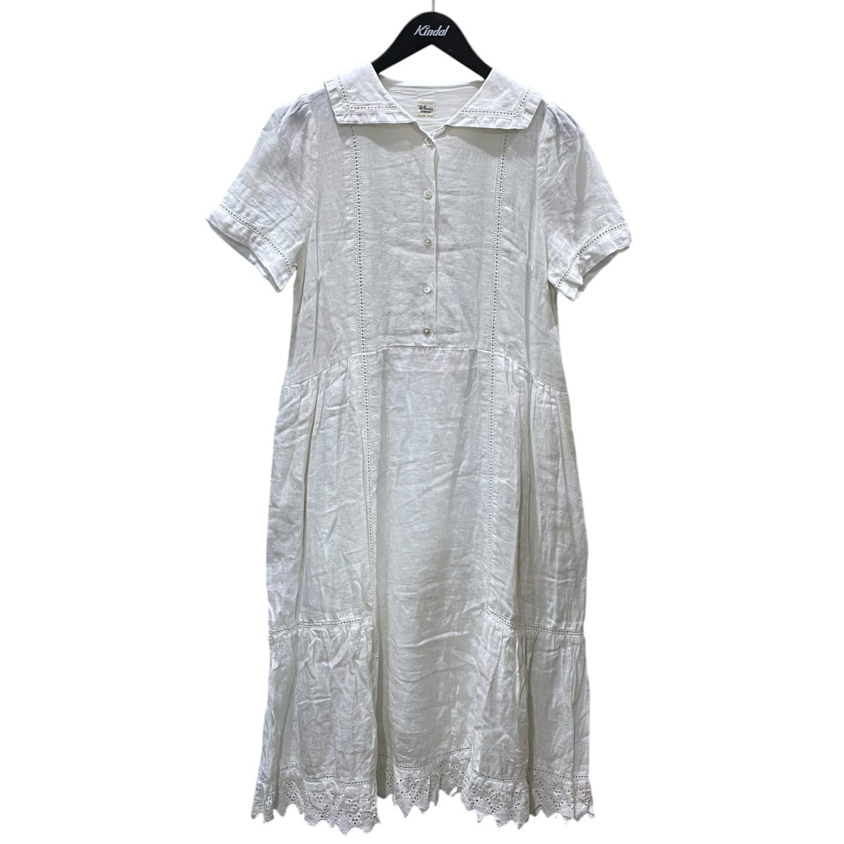 ロンハーマン：美品【リネン100%／ドローコード（リボン•ベルト付）】ワンピース Ron Herman(ロンハーマン) 21SS セーラーカラーリネンワンピース