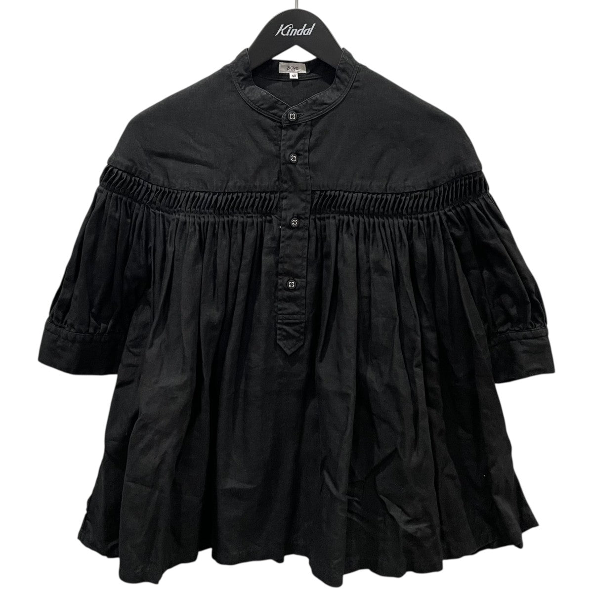 19SS プルオーバー半袖ブラウス リネン高密度半袖タックシャツ 1219-31029