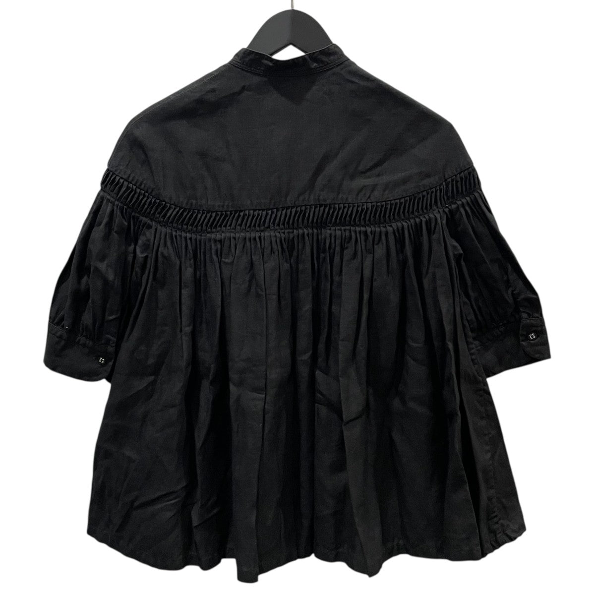 19SS プルオーバー半袖ブラウス リネン高密度半袖タックシャツ 1219-31029