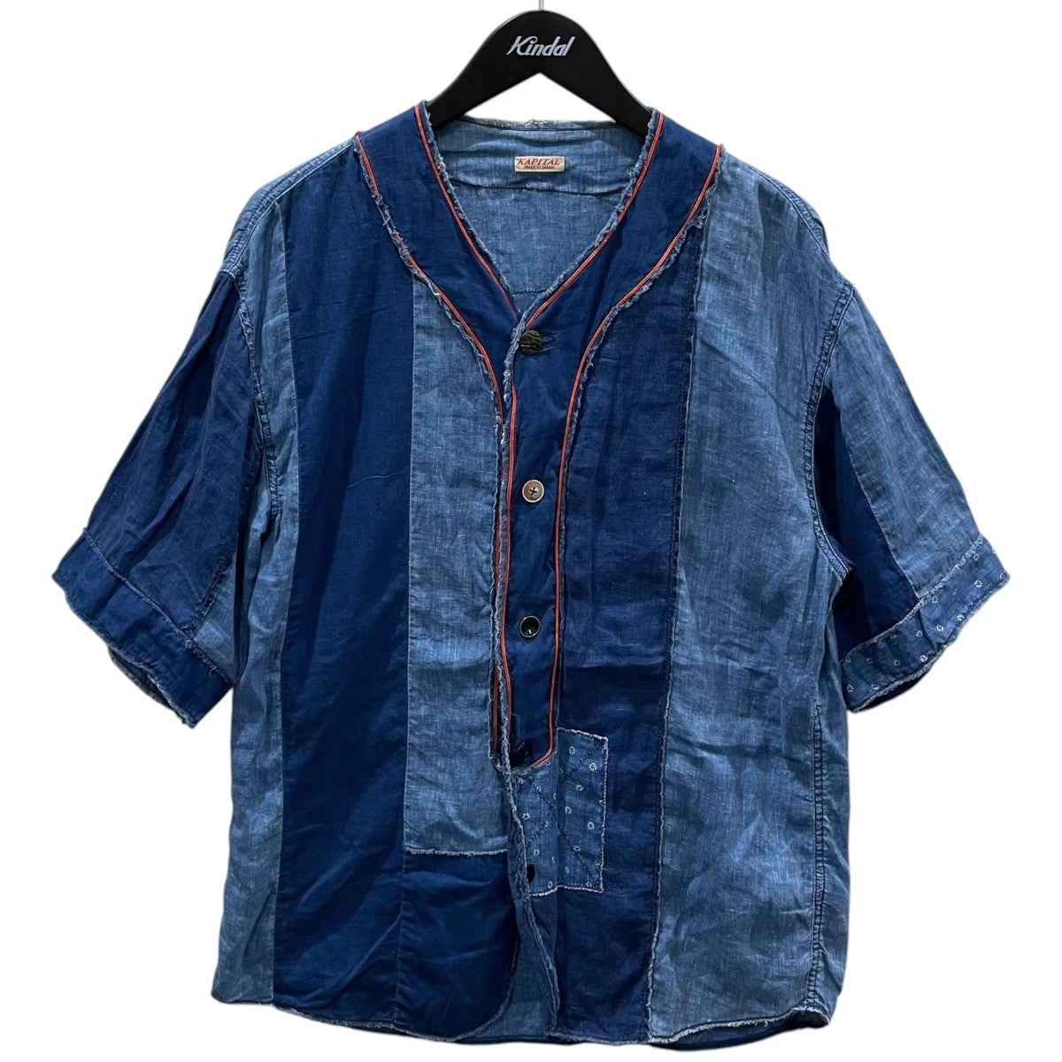KAPITAL 19SS 半袖シャツ 綿×リネン IDGパッチワーク ベースボールシャツ K1904SS116 古着・中古-1枚目のアイテム画像