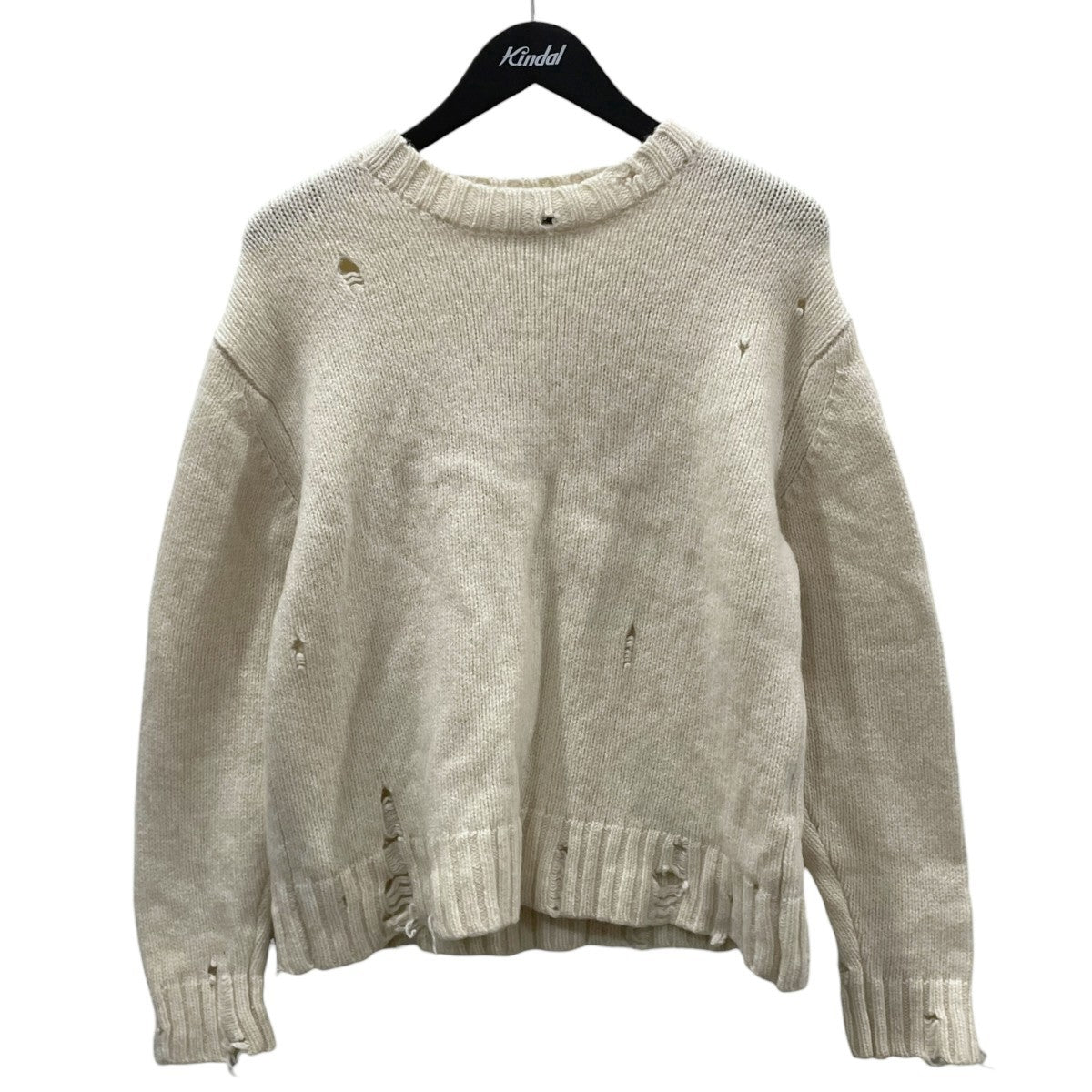 ダメージ加工ニットセーター 3G Crew neck damage knit 3ゲージクルーネックダメージニット US1925