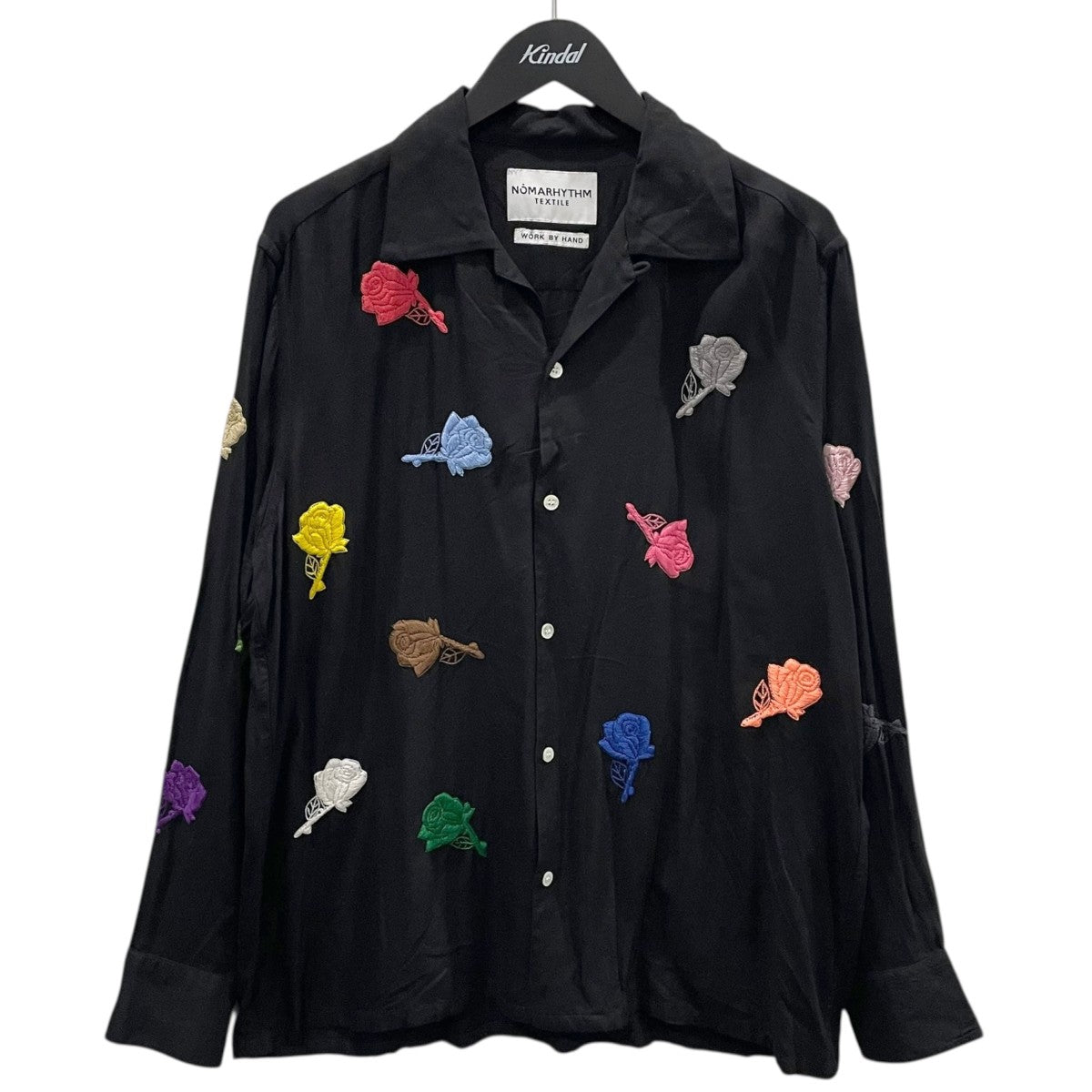 バラ刺繍シャツオープンカラー Rose Embroidery Shirt ローズ エンブロイダリー シャツ  N40-EM 01