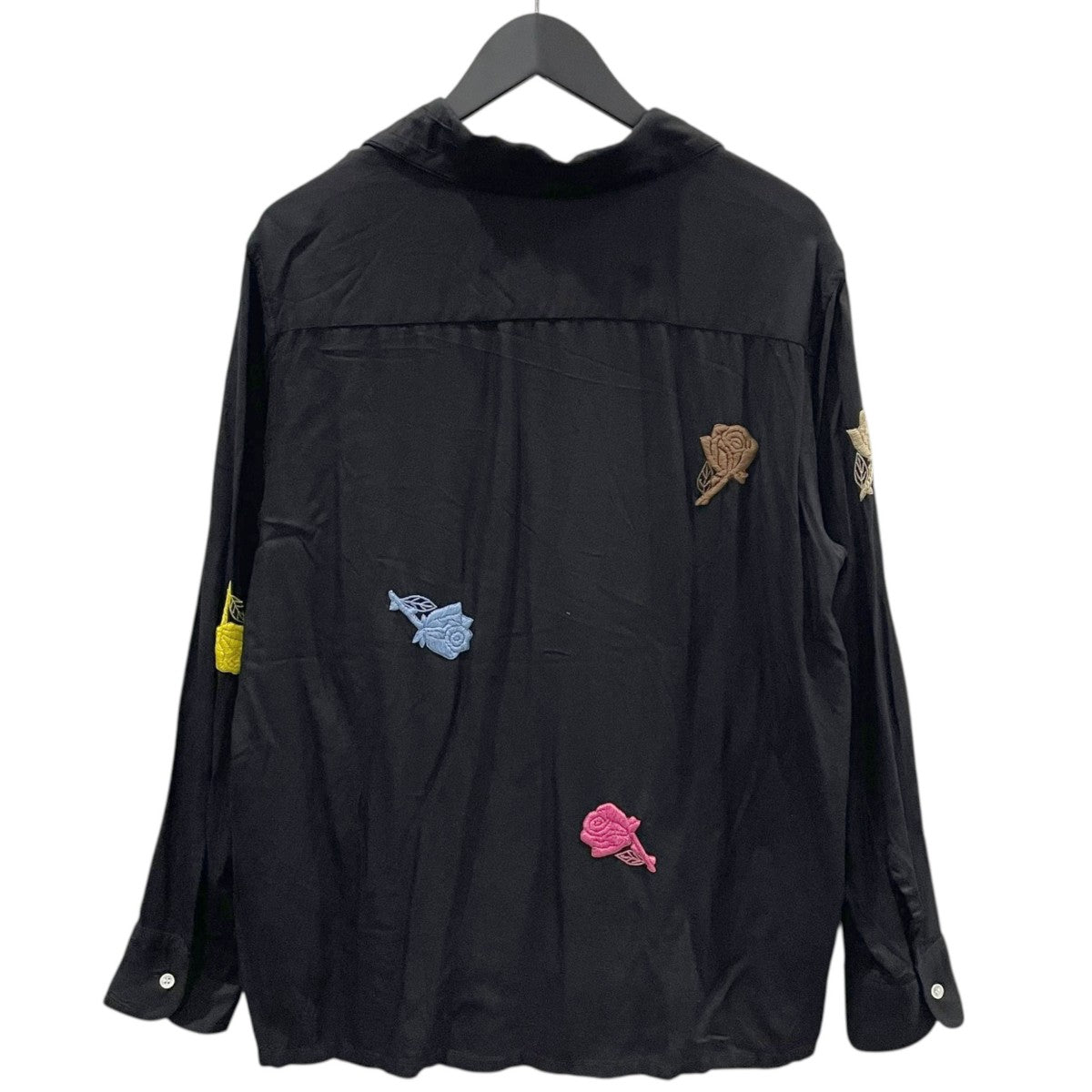 バラ刺繍シャツオープンカラー Rose Embroidery Shirt ローズ エンブロイダリー シャツ  N40-EM 01