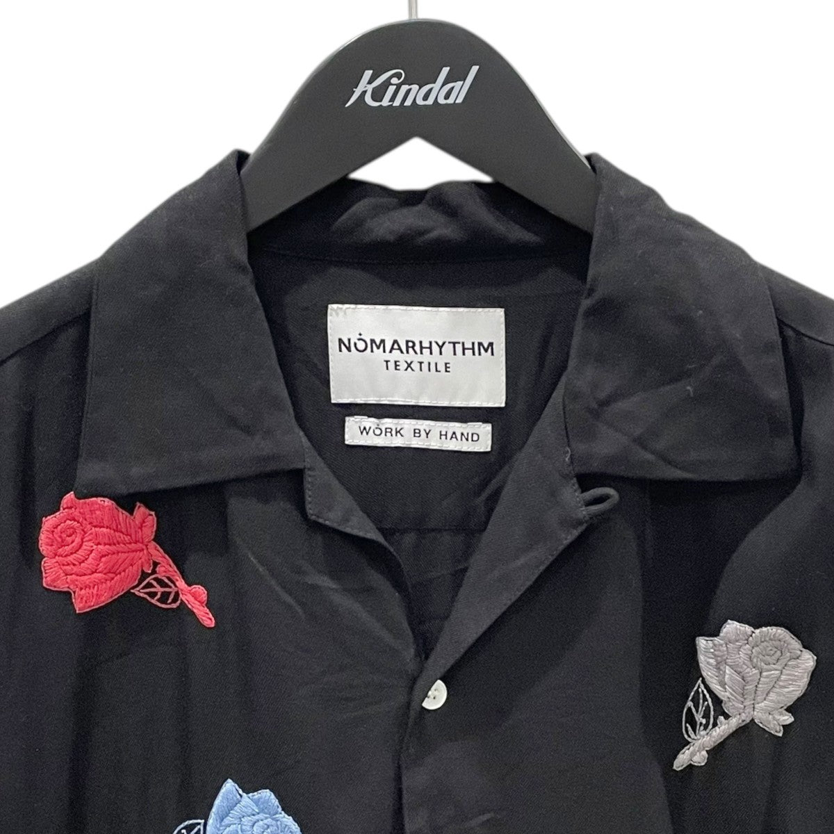 バラ刺繍シャツオープンカラー Rose Embroidery Shirt ローズ エンブロイダリー シャツ  N40-EM 01