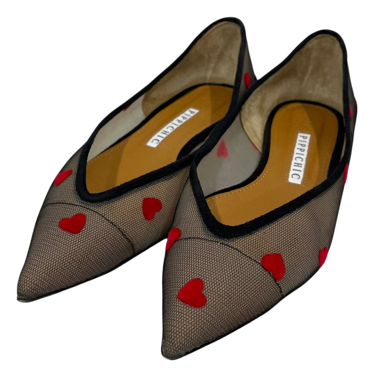24SS ハートモチーフポインテッドトゥチュールフラットパンプス ANNA V FLAT アンナ ブイ フラット PP24S-ANNA V FLAT-RHC