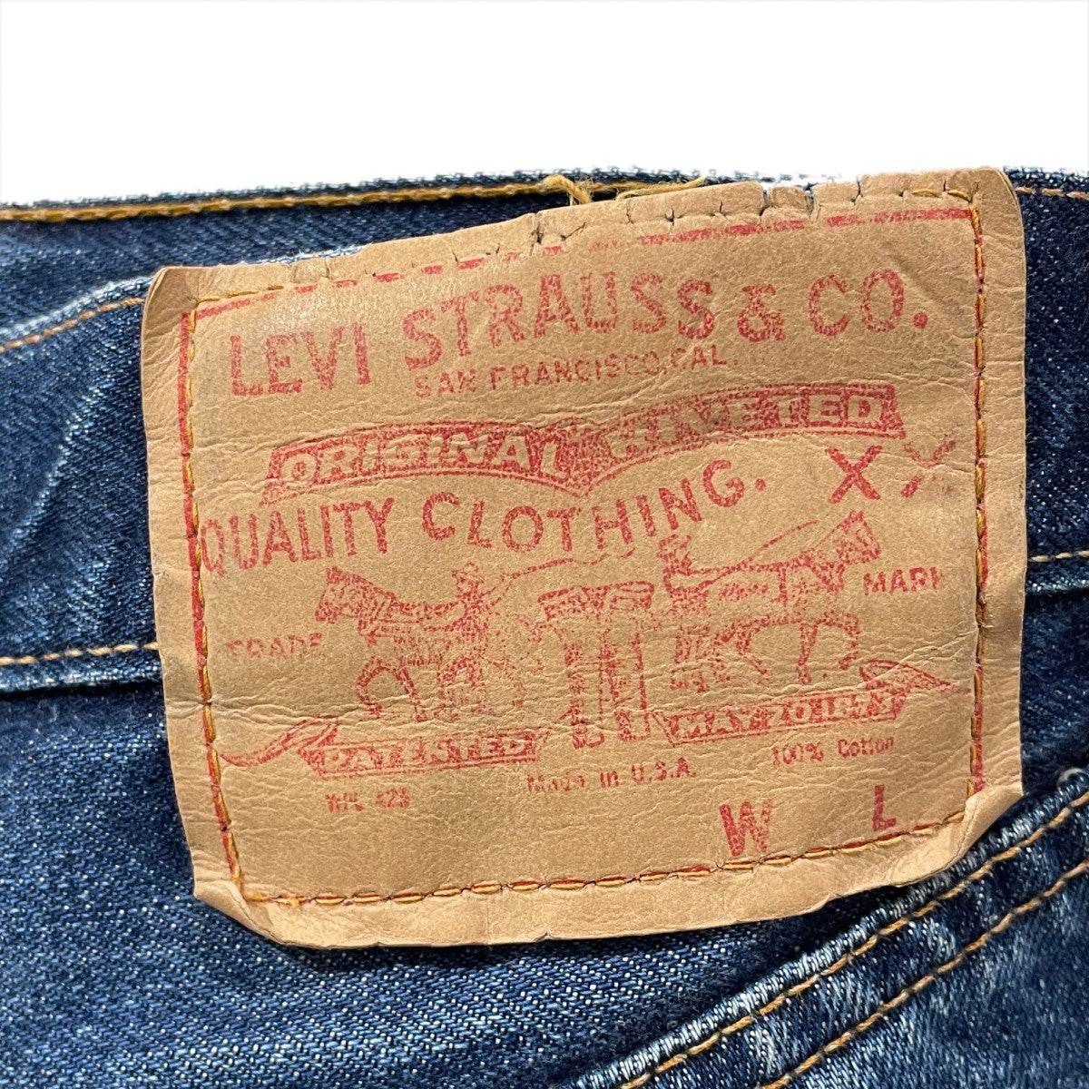 LEVI’S デニムパンツ BIG E 平行ステッチ 足長R ボタン裏6 米国製 古着・中古-10枚目のアイテム画像