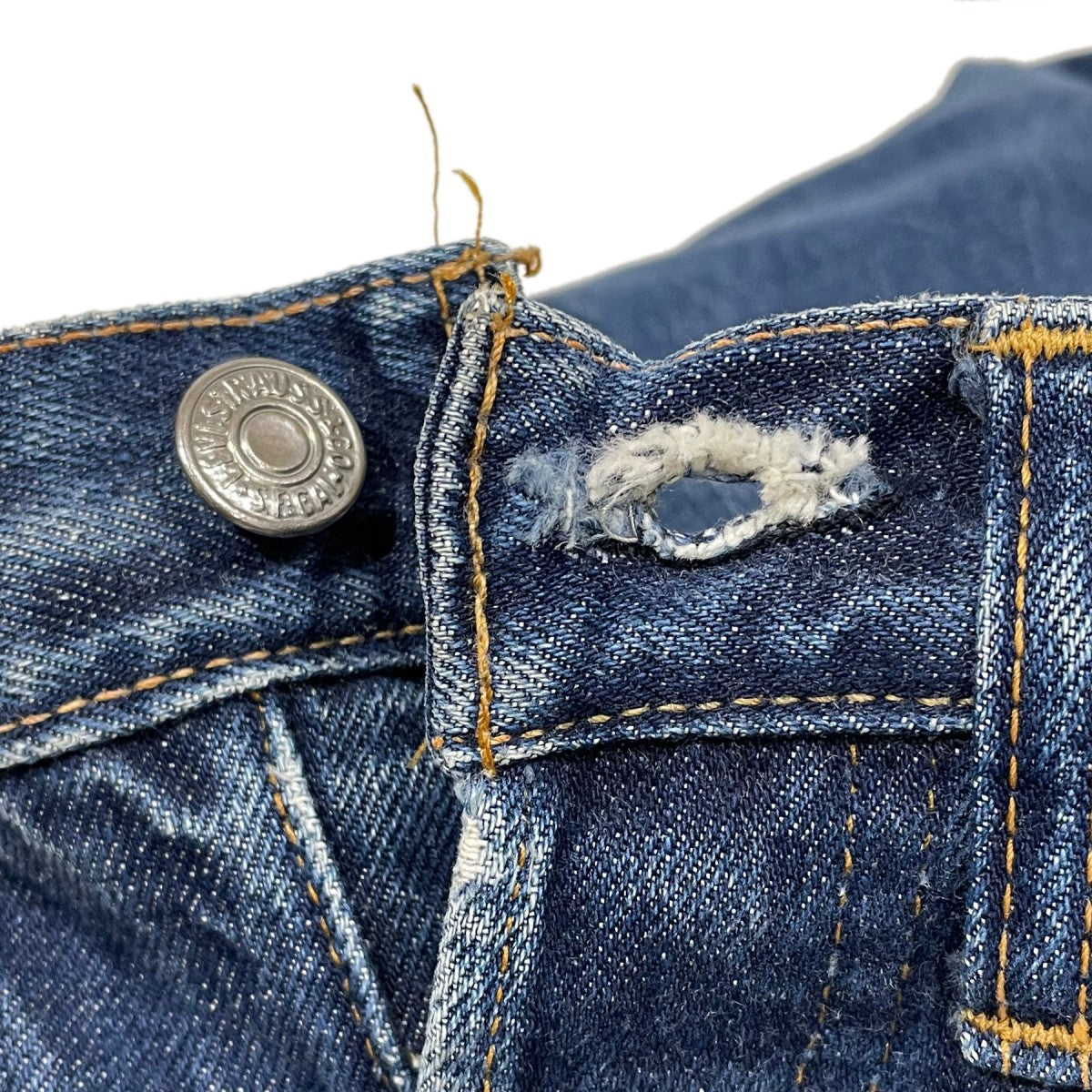 LEVI’S デニムパンツ BIG E 平行ステッチ 足長R ボタン裏6 米国製 古着・中古-5枚目のアイテム画像