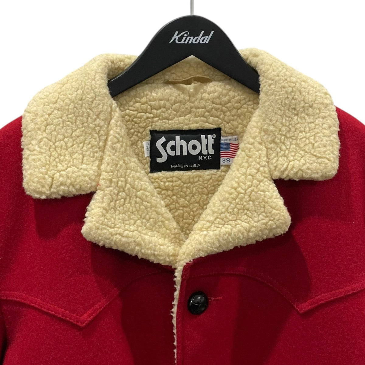 Schott(ショット) 裏ボアジャケット USA製 レッド・ナチュラル サイズ