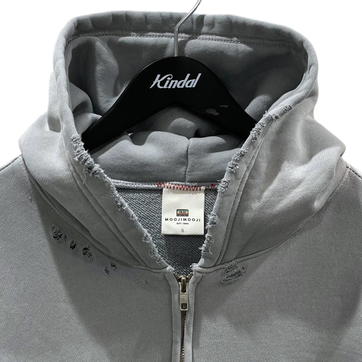 MOOJIMOOJI ダメージ加工ジップアップパーカー OVERSIZED ZIP UP HOODIE AGED オーバーサイズ ジップアップ フーディー エイジド 古着・中古-3枚目のアイテム画像