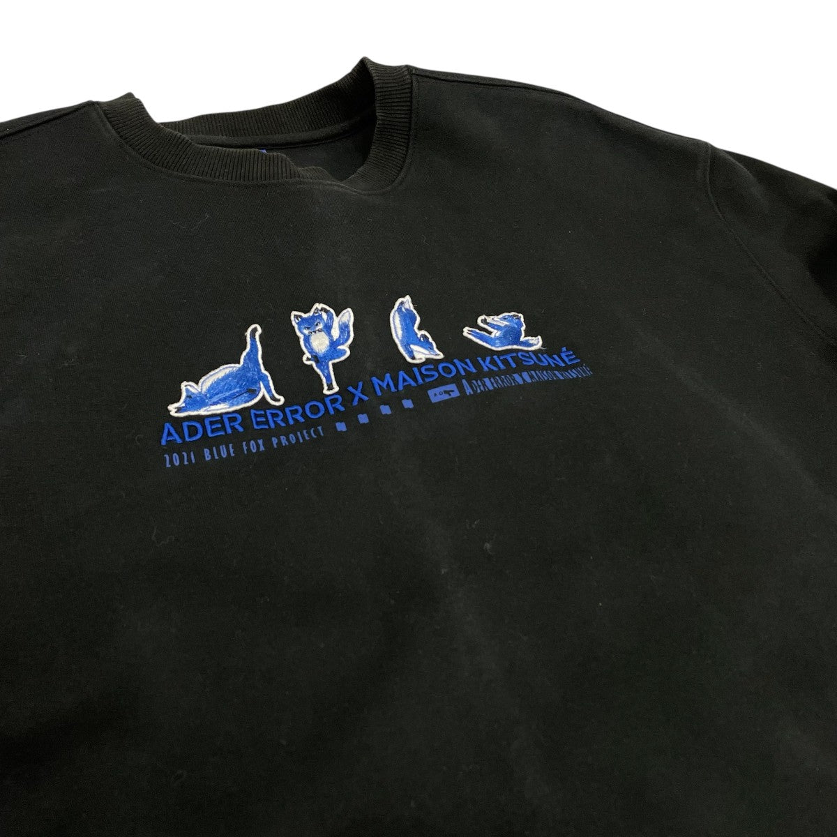 MAISON KITSUNE×ADER error フロント刺繍 スウェットBKKFWSW01BK