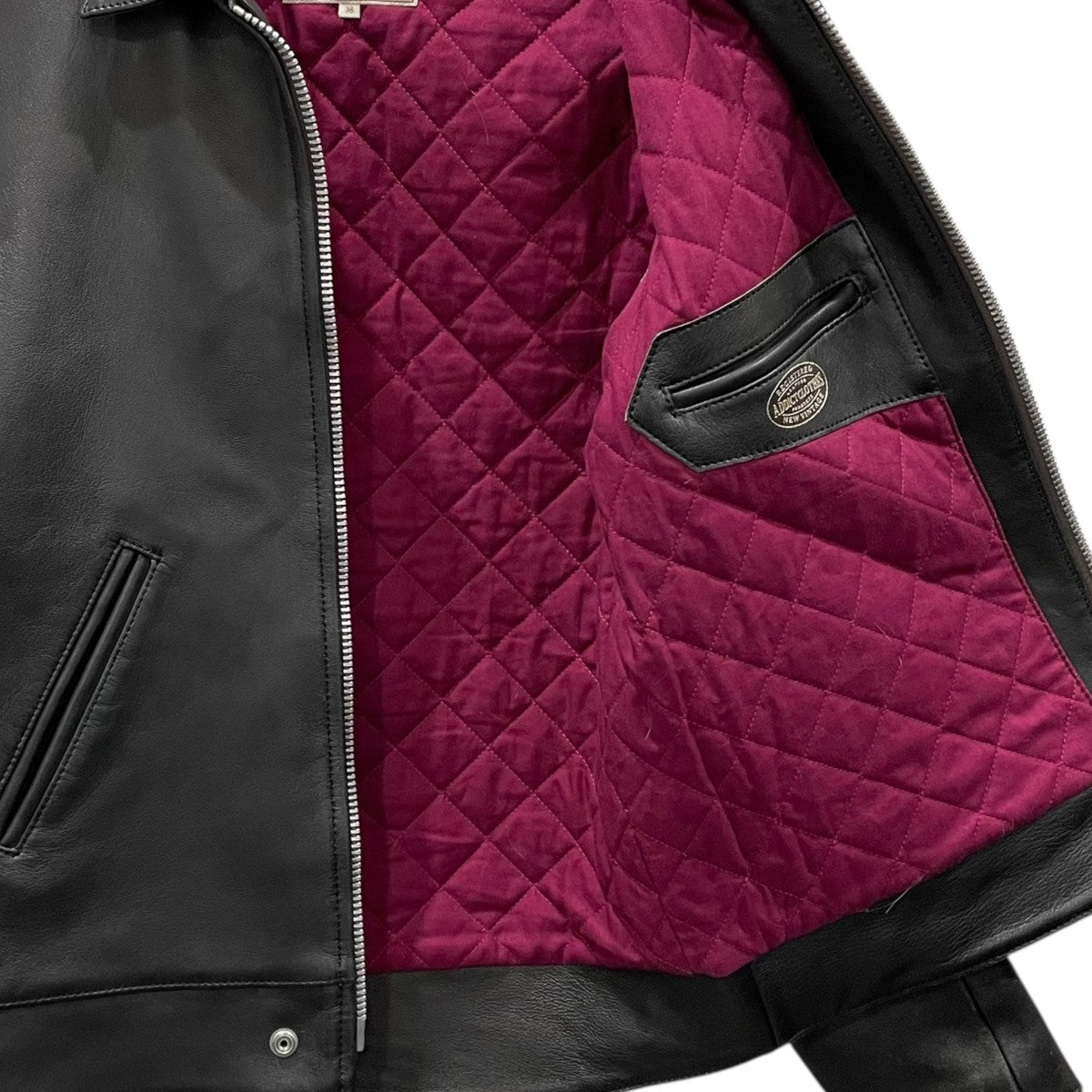 ADDICT CLOTHES ジップアップレザージャケット CENTER-ZIP JACKET センタージップジャケット AD-01 古着・中古-3枚目のアイテム画像