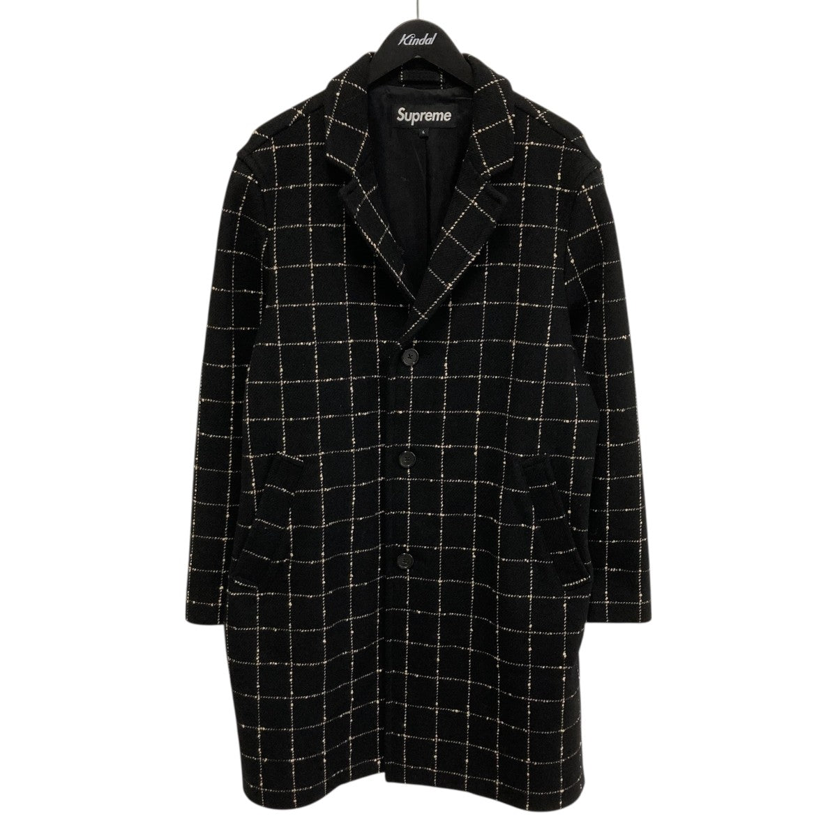 19AWWool Windowpane Overcoatチェスターコート