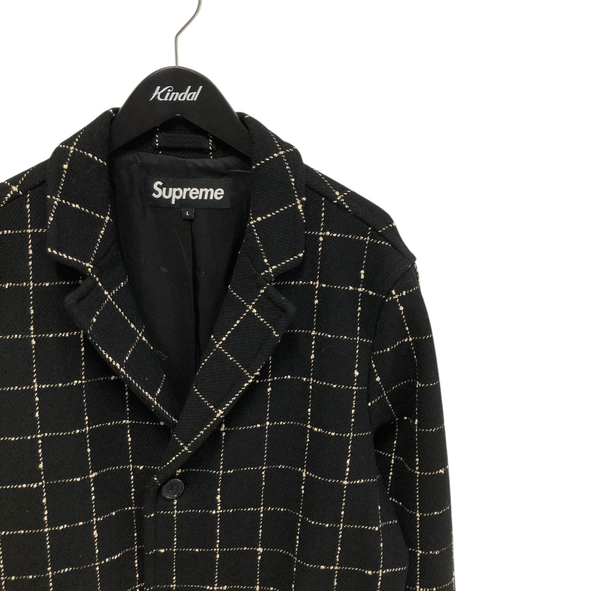19AWWool Windowpane Overcoatチェスターコート
