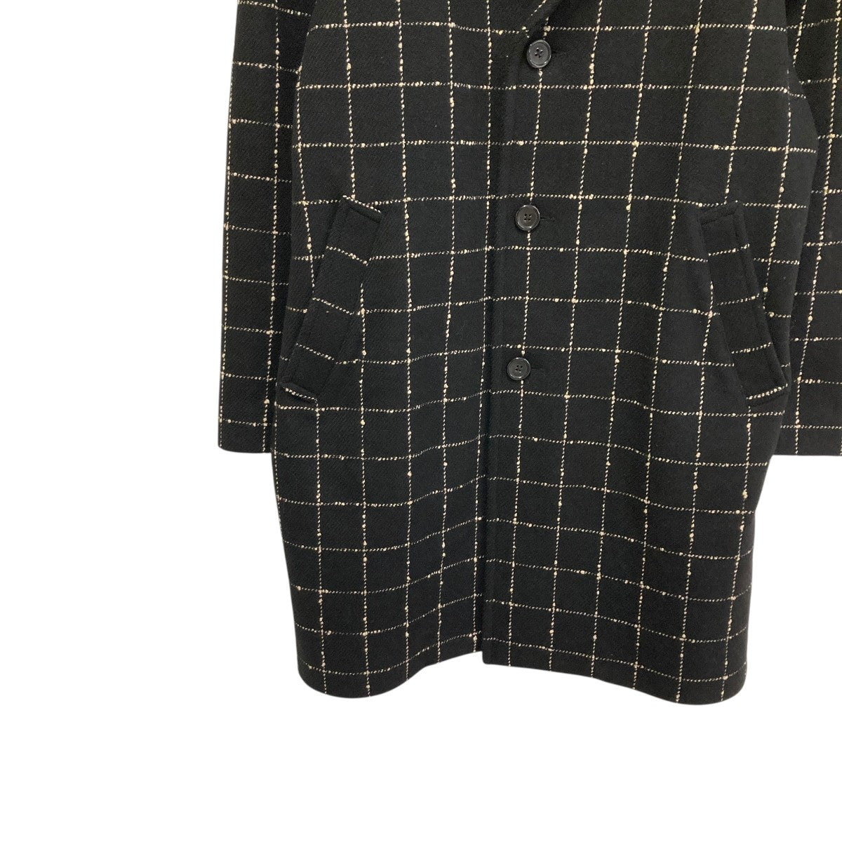 19AWWool Windowpane Overcoatチェスターコート