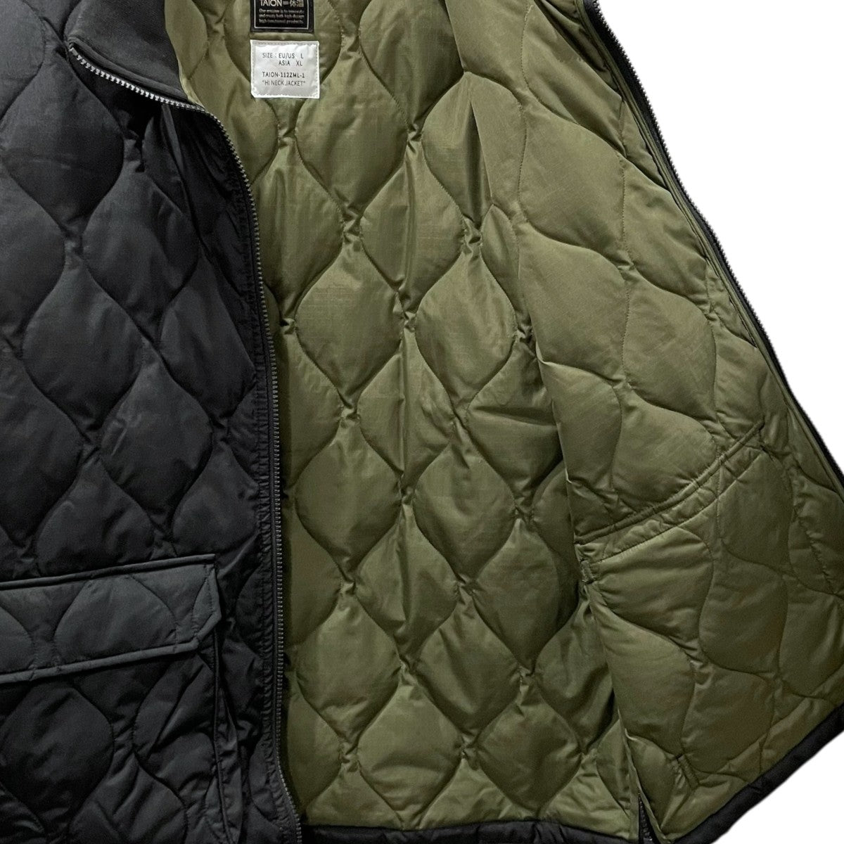 ダウンジャケット MILITARY RIB HIGH NECK W-ZIP DOWN JACKET ミリタリー リブ ハイネック ダブルジップ ダウンジャケット TAION-112ZML-1