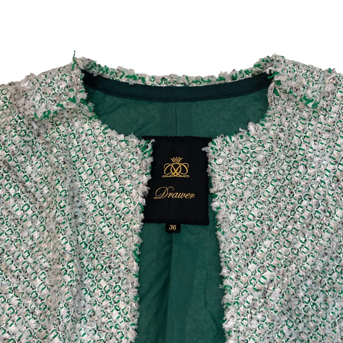 drawer ドゥロワー ノーカラーコート ケリー グリーン36 drawer ドゥロワー ノーカラーコート ケリー グリーン36