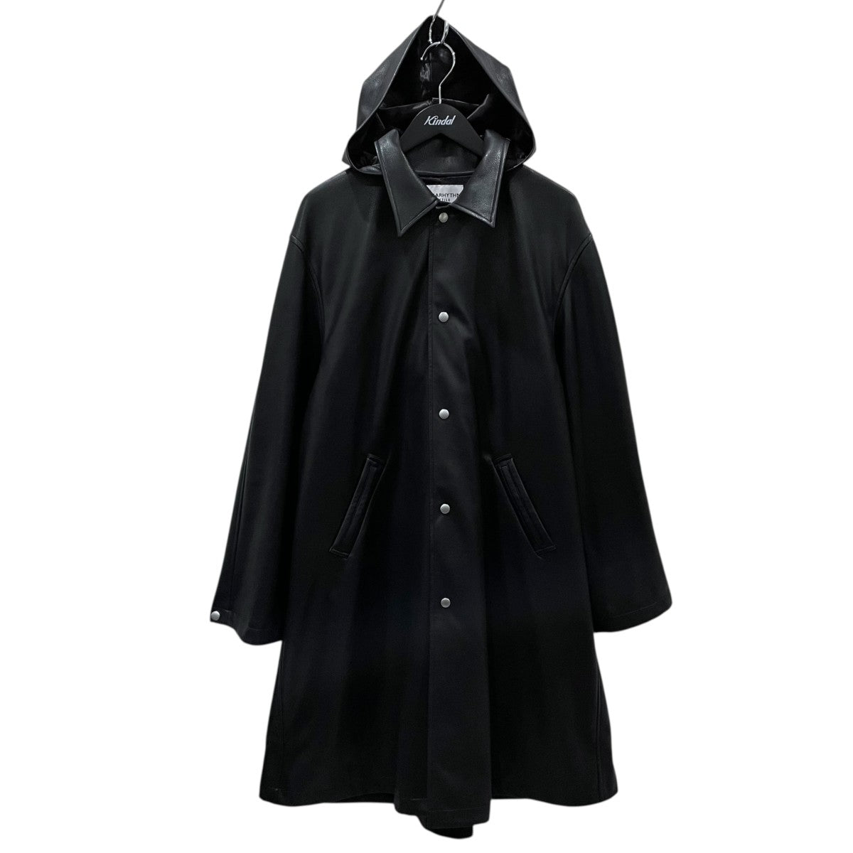25AW フデイクレザーフーデッドロングコート Faux Leather Hooded Long Coat N40-CT 01