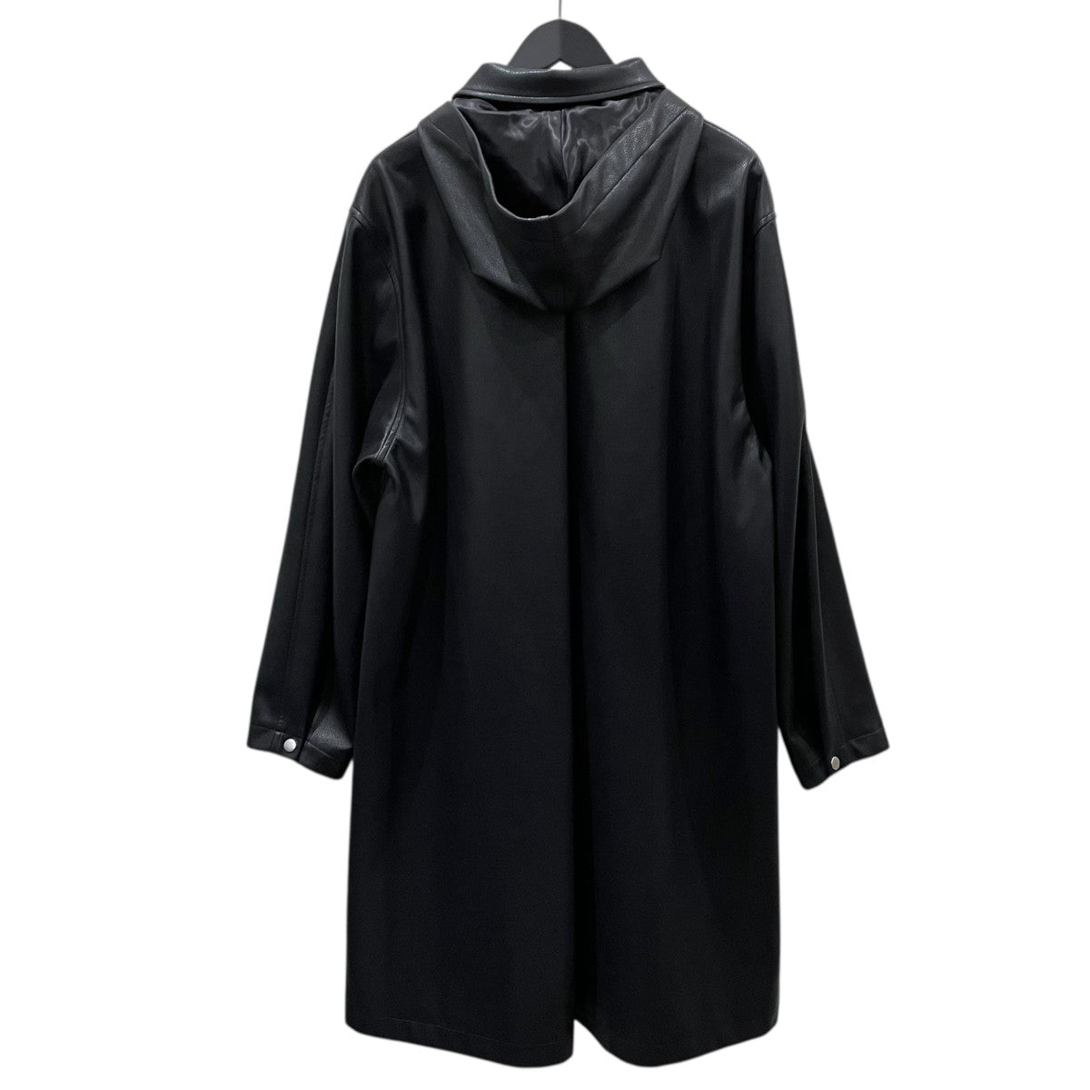 25AW フデイクレザーフーデッドロングコート Faux Leather Hooded Long Coat N40-CT 01