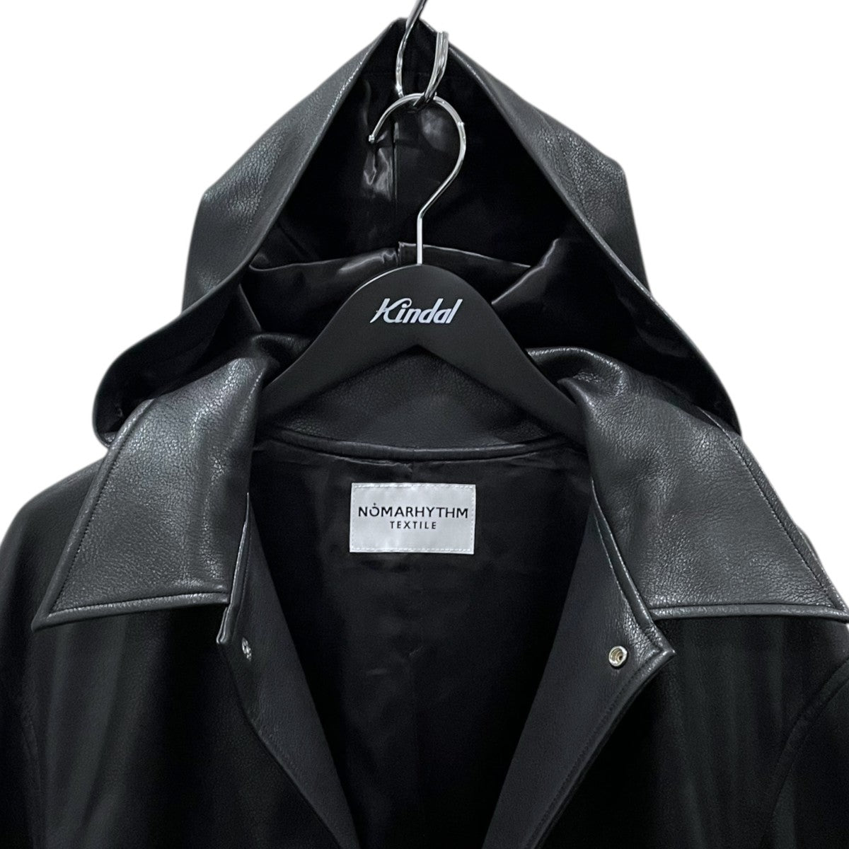 25AW フデイクレザーフーデッドロングコート Faux Leather Hooded Long Coat N40-CT 01