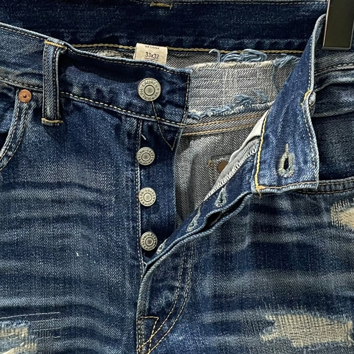 RRL 加工デニムパンツ SLIM FIT SHUTTLE WOVEN SANFORIZED スリムフィット シャトルウーブン サンフォライズド 古着・中古-3枚目のアイテム画像
