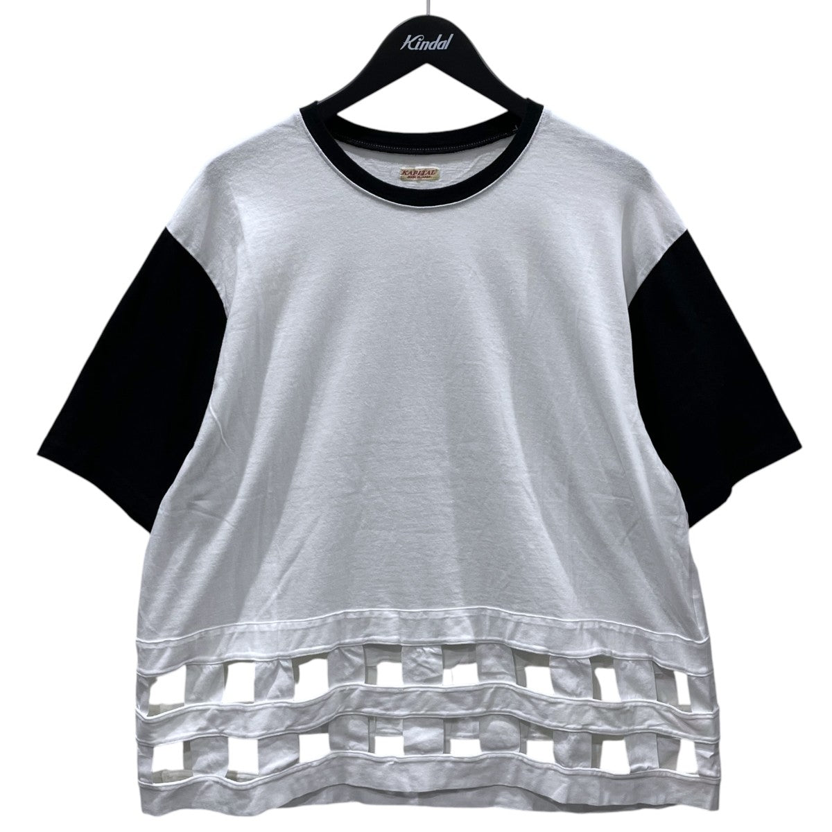 KAPITAL 22SS 裾格子バイカラーTシャツ 20／-天竺 ウィンドペンT K2206SC148 古着・中古-1枚目のアイテム画像