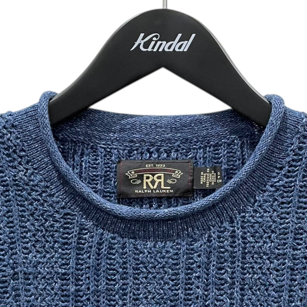 RRL インディゴ コットン ワッフル ニット セーター Indigo Cotton Waffle Knit Sweater 782959824001 古着・中古-3枚目のアイテム画像