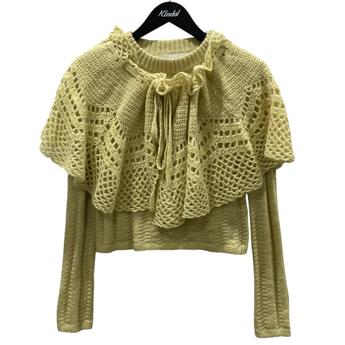 LEINWANDE ケープ付き黒シェニットセーター Cape Collar Chrochet Top ケープカラークロシェトップ 0221030508 古着・中古-1枚目のアイテム画像