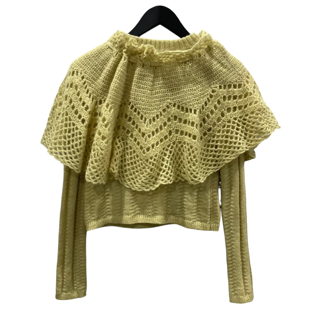 LEINWANDE ケープ付き黒シェニットセーター Cape Collar Chrochet Top ケープカラークロシェトップ 0221030508 古着・中古-2枚目のアイテム画像