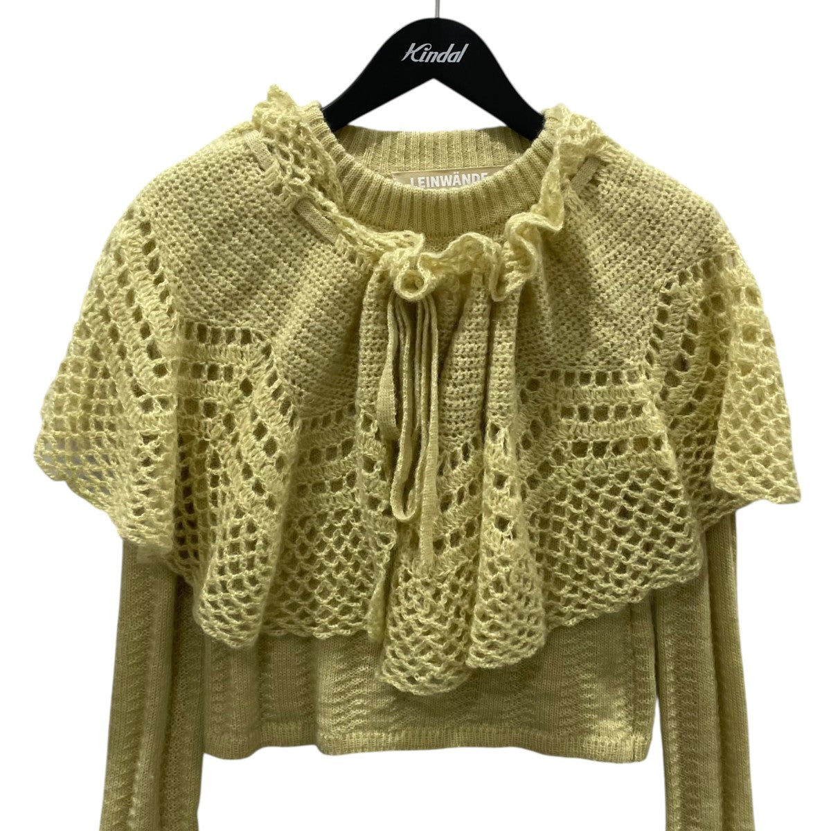 LEINWANDE ケープ付き黒シェニットセーター Cape Collar Chrochet Top ケープカラークロシェトップ 0221030508 古着・中古-3枚目のアイテム画像