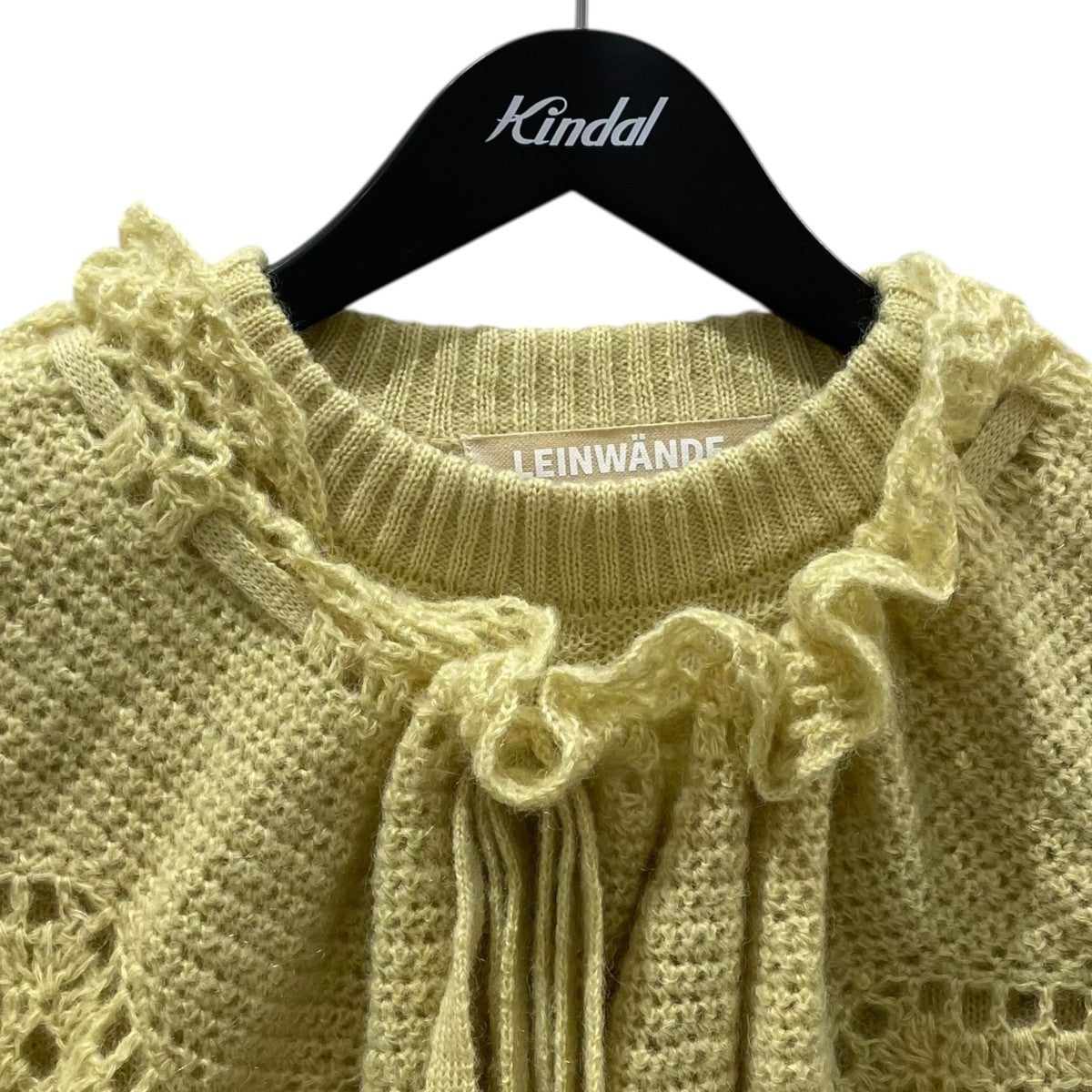 LEINWANDE ケープ付き黒シェニットセーター Cape Collar Chrochet Top ケープカラークロシェトップ 0221030508 古着・中古-4枚目のアイテム画像