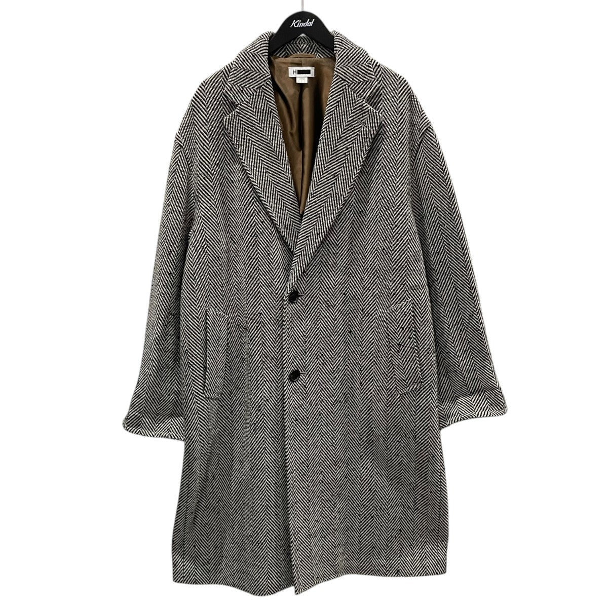 18AW ロングコート H HERRINGBONE TWEED BIG COAT エイチ ヘリンボーン ツイード ビッグコート 1225-139-8033