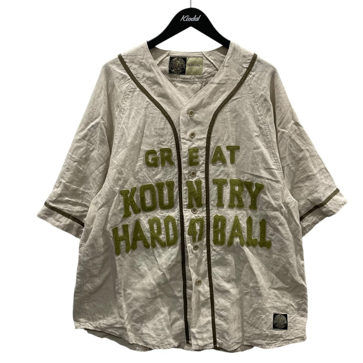 23SS 半袖リネンシャツ フレンチリネン GREAT KOUNTRY ベースボールシャツ EK-1625SSA
